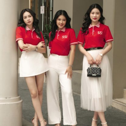 Mẫu áo polo công ty màu đỏ đô SSI