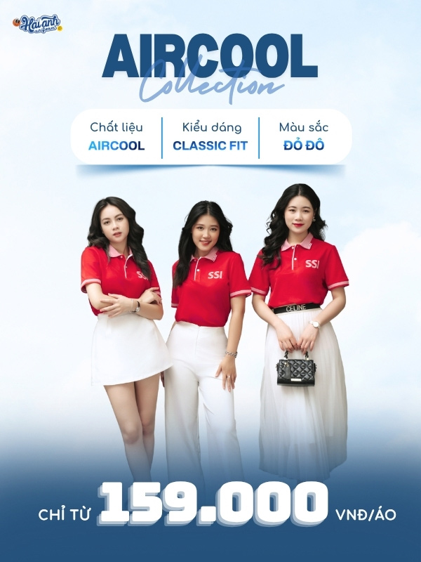 Mẫu áo polo đồng phục công ty SSI màu đỏ đô