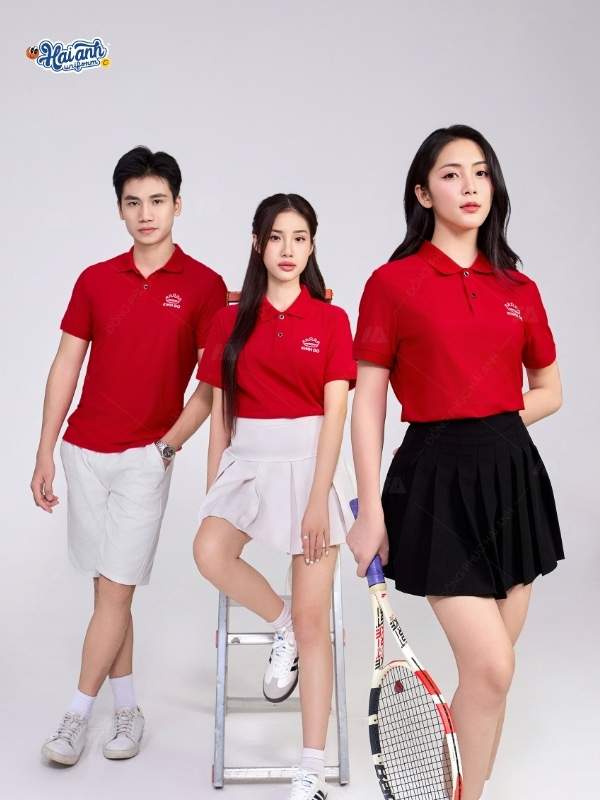Điểm đặc trương trong thiết kế mẫu áo đồng phục màu đỏ của Kinh Đô