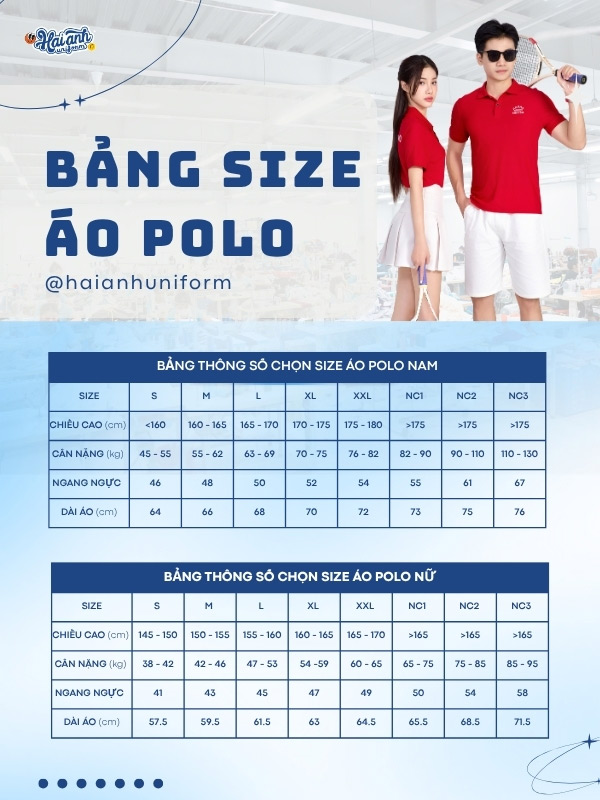 Chi tiết bảng size áo polo đồng phục màu đỏ Kinh Đô