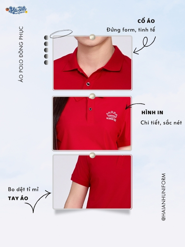 Chi tiết thiết kế áo polo đồng phục công ty Kinh Đô