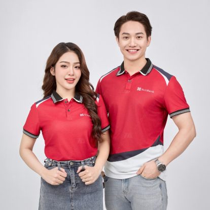 Mẫu đồng phục Seabank màu đỏ phối thân