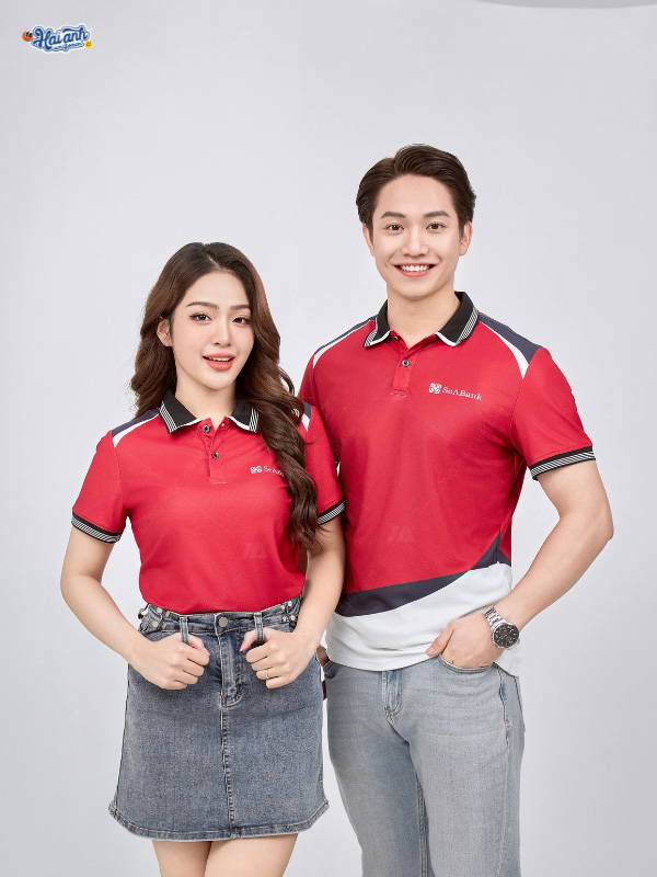 Đặc trưng nổi bật của áo polo đồng phục màu đỏ đô Seabank phối thân