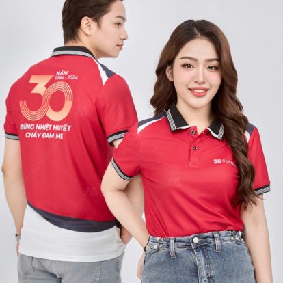 Mẫu đồng phục Seabank màu đỏ phối thân - 2