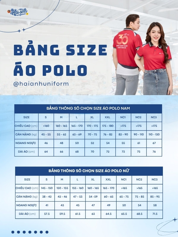 Chi tiết bảng size áo Seabank kiểu polo màu đỏ phối thân