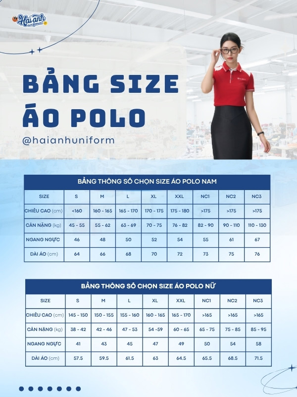 Chi tiết bảng size đồng phục ngân hàng Seabank màu đỏ phối vai