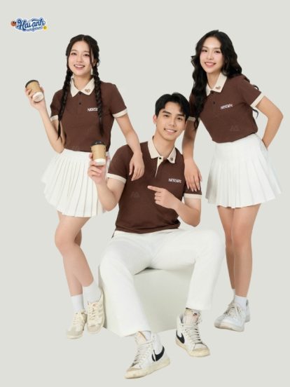 Mẫu áo đồng phục Nescafe màu nâu - 2