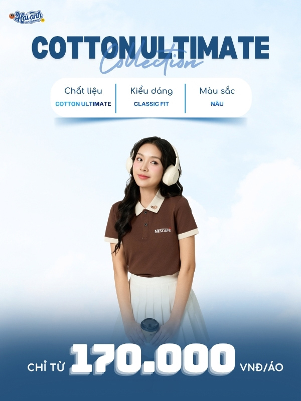 Chi tiết thiết kế áo polo đồng phục công ty màu nâu Nescafe