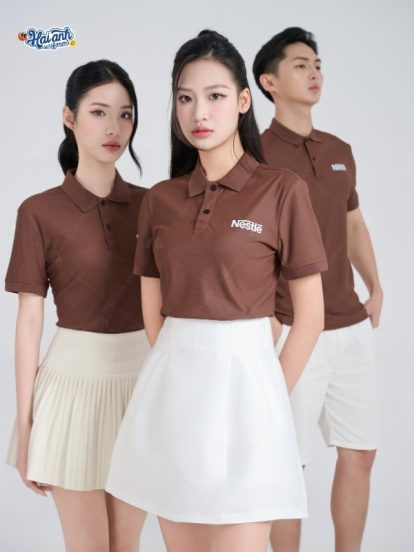 Mẫu áo polo màu nâu Nestle