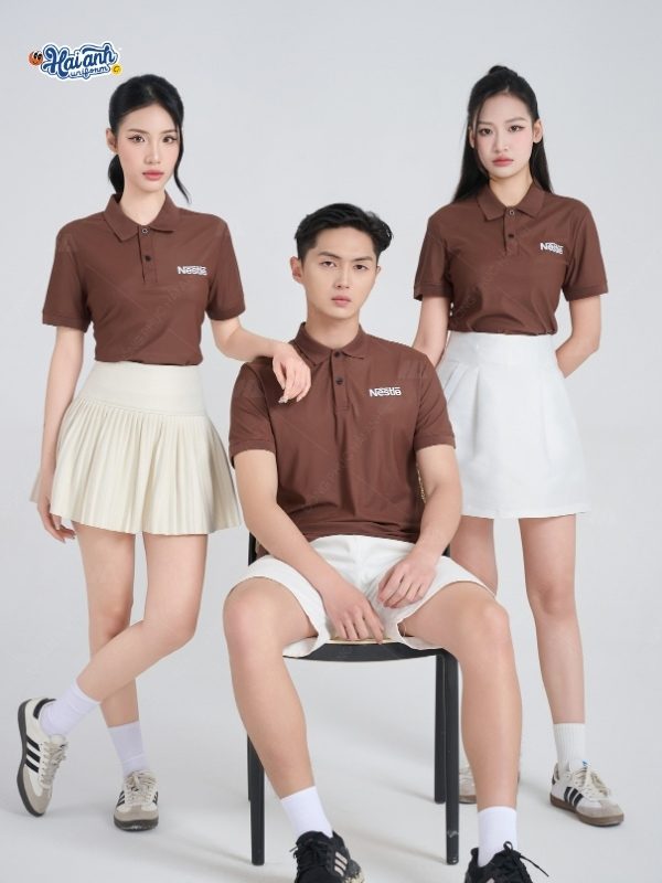 Điểm đặc trưng trong thiết kế áo polo màu nâu Nestle