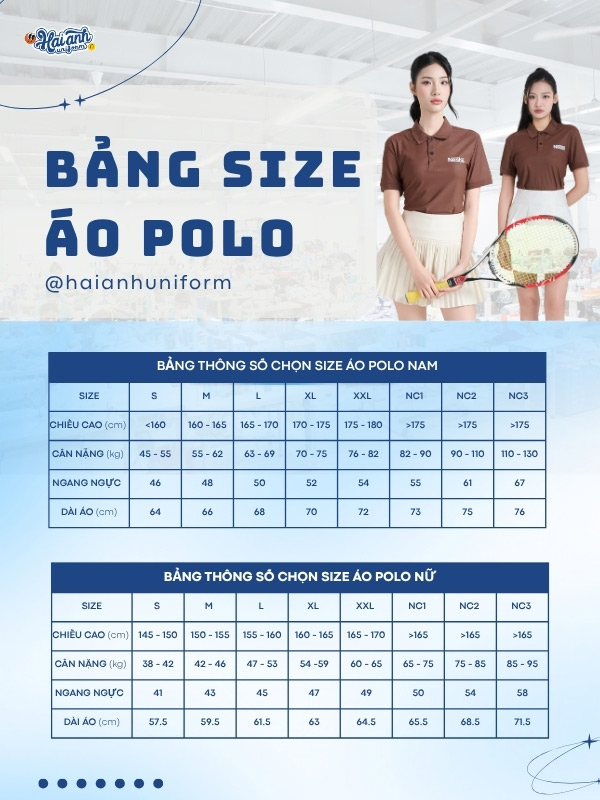 Chi tiết bảng size và hướng dẫn chọn size áo áo polo nâu Nestle