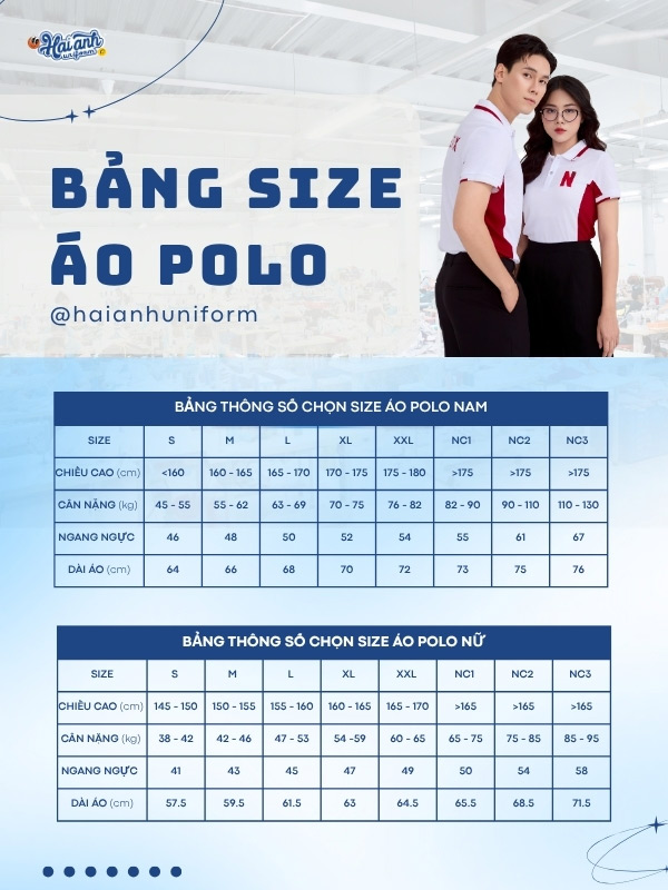 Bảng size áo polo đồng phục công ty Netflix