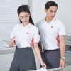 Mẫu áo đồng phục công ty LG màu trắng gạo phối màu lòng tôm- 2