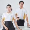 Mẫu áo polo đồng phục công ty màu trắng gạo phối vàng cúc Ferrari-3