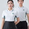 Mẫu áo polo đồng phục công ty Starbucks màu trắng gạo phối-3