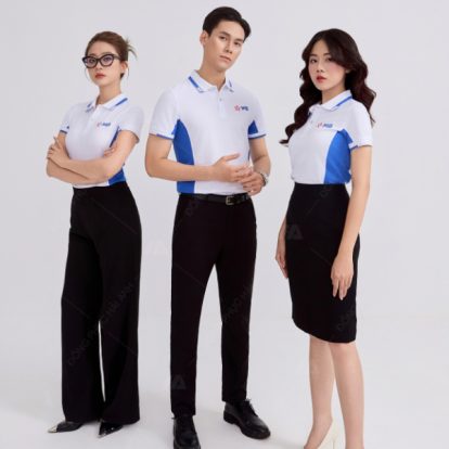 Mẫu đồng phục MBBank màu trắng gạo phối xanh bích lợt-2