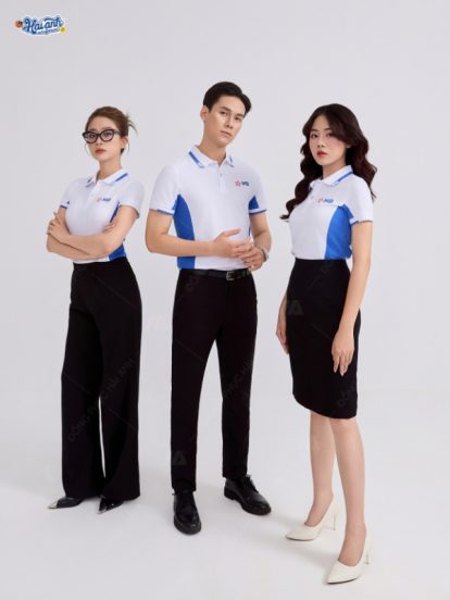 Mẫu đồng phục MBBank màu trắng gạo phối xanh bích lợt-2