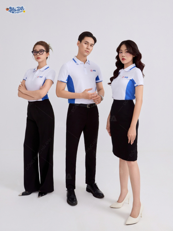 Mẫu đồng phục MBBank màu trắng gạo phối xanh bích lợt-2