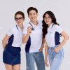 Mẫu áo đồng phục công ty màu trắng gạo phối xanh đen-3