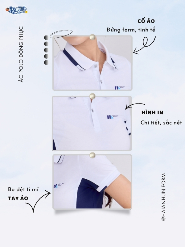 Chi tiết mẫu áo polo đồng phục màu xanh đen
