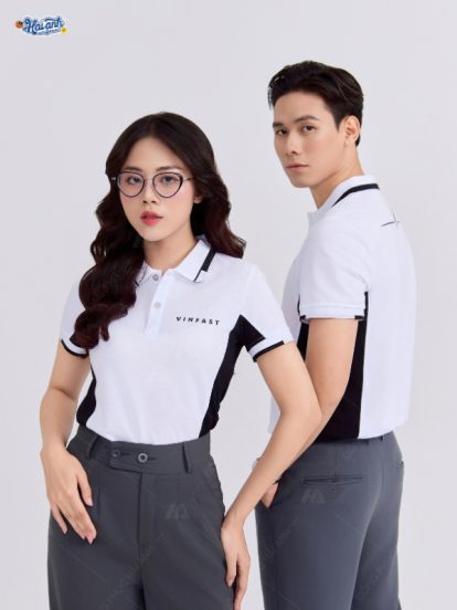 Mẫu áo đồng phục công ty Vinfast màu trắng gạo-2