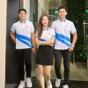 Mẫu áo đồng phục công ty màu trắng phối thân CMC Corporation