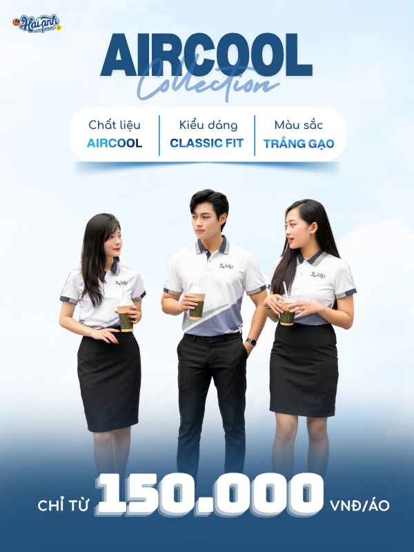 Mẫu áo polo đồng phục công ty màu trắng IDP