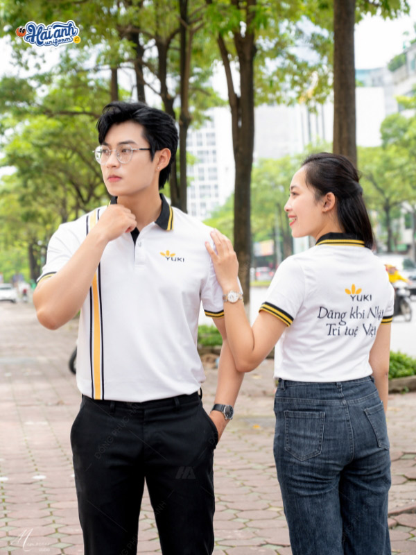 Đặc trưng của thiết kế áo polo đồng phục công ty màu trắng Yuki