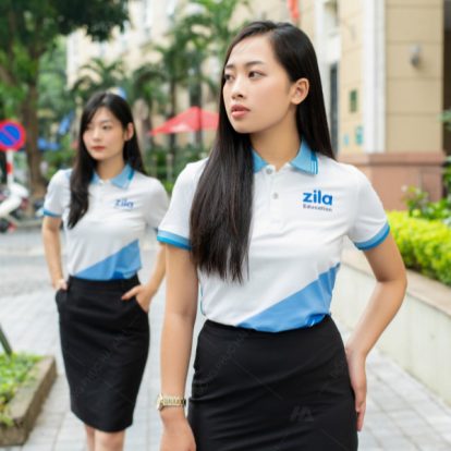 Mẫu đồng phục công ty màu trắng Zila Education-2