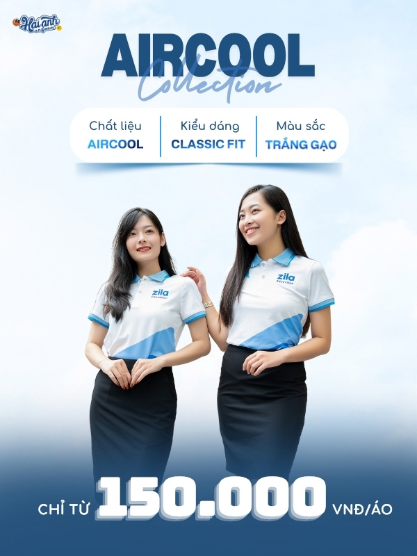 Mẫu áo polo Zila Education màu trắng phối thân trẻ trung, hiện đại
