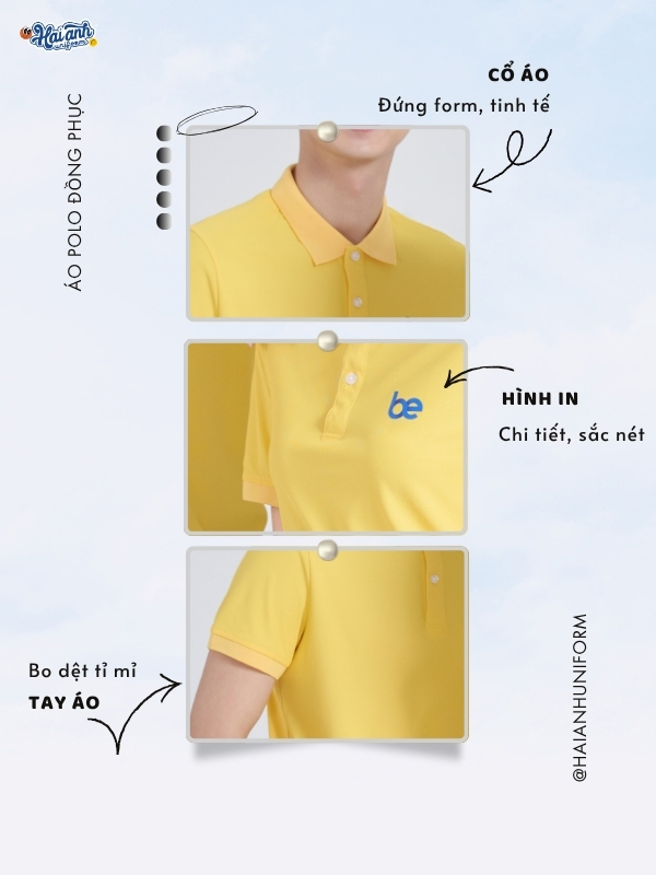 Chi tiết mẫu đồng phục công ty màu vàng cúc Be