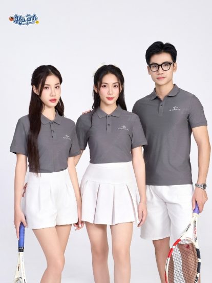 Mẫu áo polo màu xám Shopdunk đồng phục