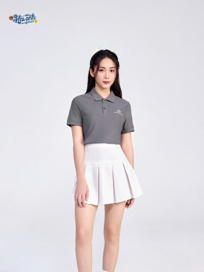 Mẫu áo polo màu xám Shopdunk đồng phục - 1