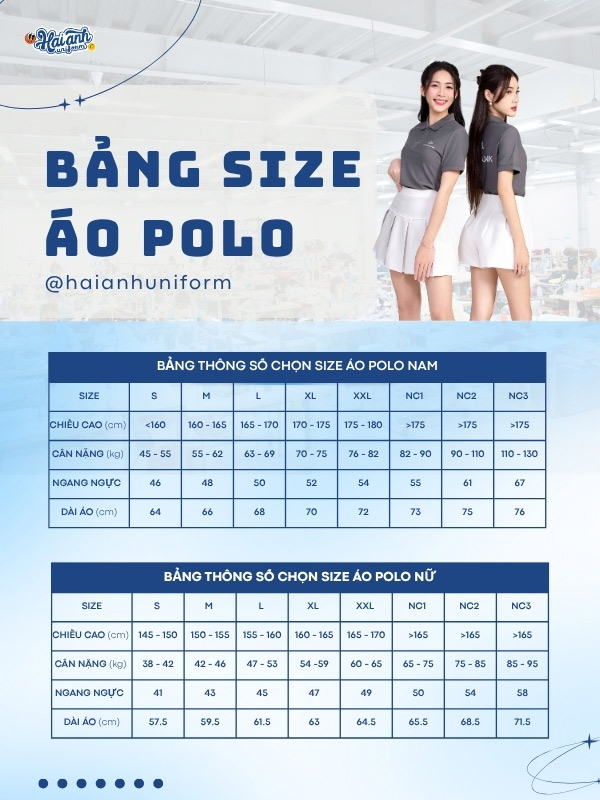 Tham khảo bảng size áo polo đồng phục màu xám ShopDunk