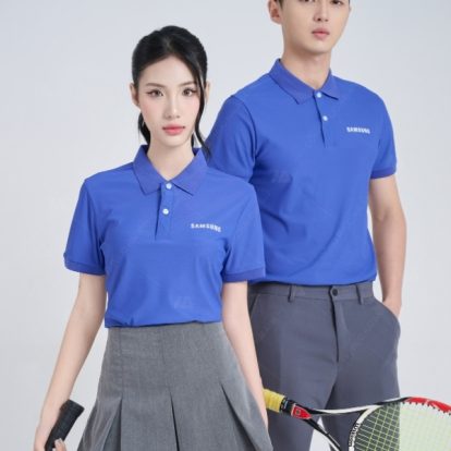 Mẫu áo đồng phục Samsung kiểu polo màu xanh bích