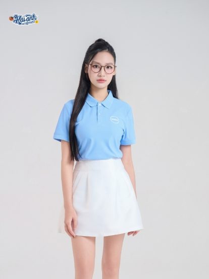 Mẫu áo polo màu xanh biển Dell