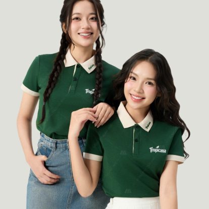 Mẫu áo polo đồng phục công ty màu xanh iris Tropicana
