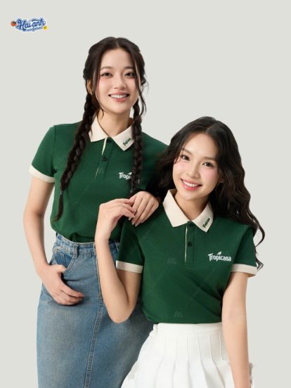 Mẫu áo polo đồng phục công ty màu xanh iris Tropicana