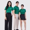 Mẫu áo đồng phục công ty màu xanh lá polo cổ dệt Spotify