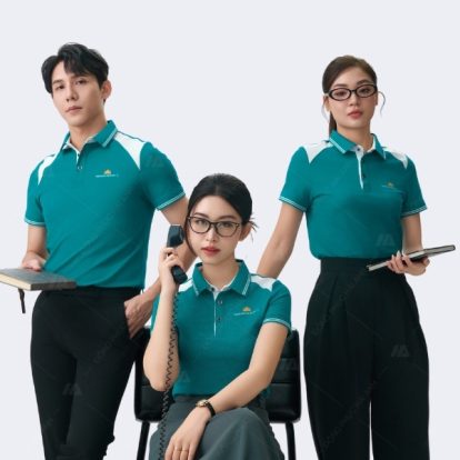 Mẫu áo polo đồng phục Vietnam Airlines màu xanh lý phối vai - 2