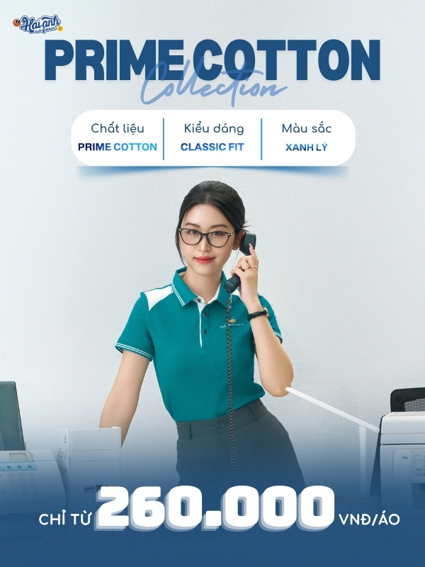 Mẫu áo polo đồng phục xanh lý phối vai in logo Vietnam Airlines