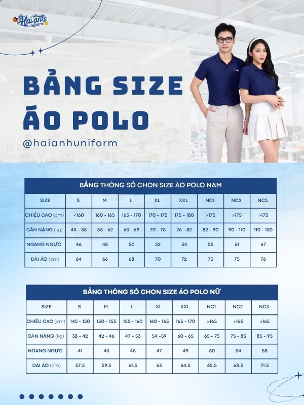 Bảng size áo đồng phục MB Bank chi tiết
