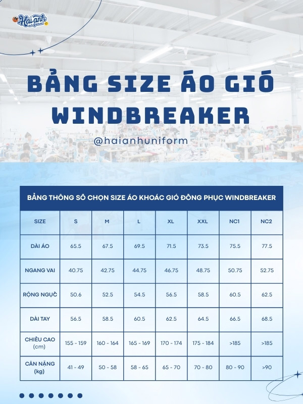 Bảng size chuẩn từ Hải Anh Uniform mang đến sự đồng bộ cho doanh nghiệp