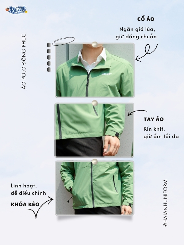 Áo khoác Windbreaker màu vỏ đậu trẻ trung, thanh lịch