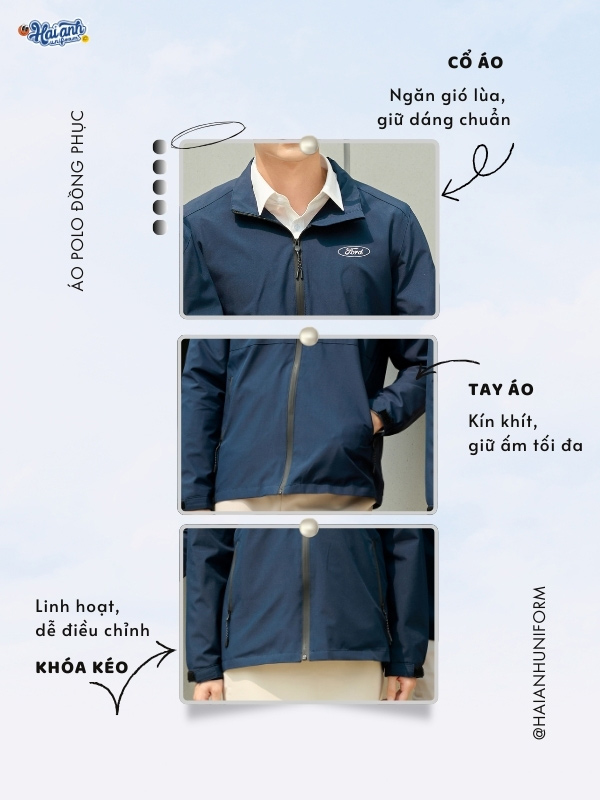 Thiết kế áo khoác Windbreaker tinh gọn, tôn lên hình ảnh thương hiệu