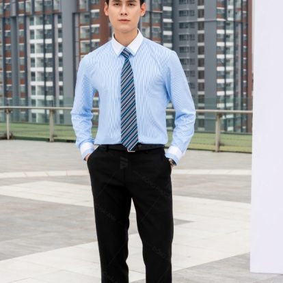 Mẫu áo sơ mi màu xanh da trời đồng phục - 3