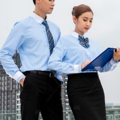 Mẫu áo sơ mi màu xanh da trời đồng phục - 2