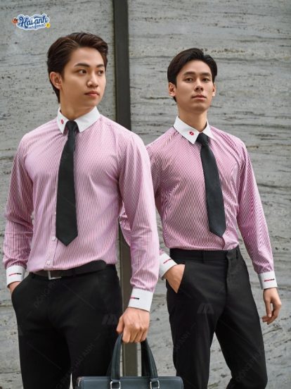 Mẫu áo đồng phục Techcombank sơ mi dài tay