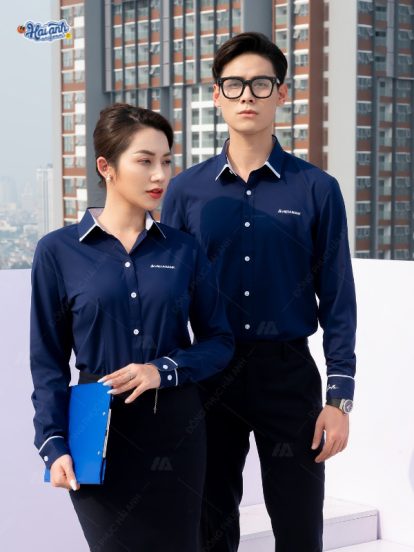 Mẫu áo sơ mi dài tay đồng phục Việt Á Bank