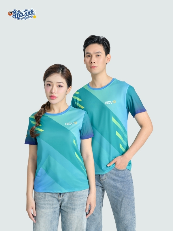 Thiết kế áo thun đồng phục BIDV gam màu tươi sáng, nổi bật
